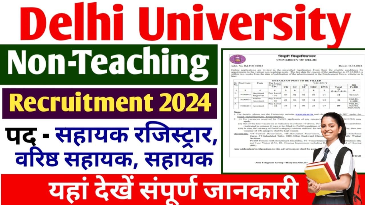DU Recruitment 2024 | दिल्ली यूनिवर्सिटी में नौकरी पाने का शानदार मौका , सैलरी होगी 56000 से ज्यादा ,ऐसे करें आवेदन