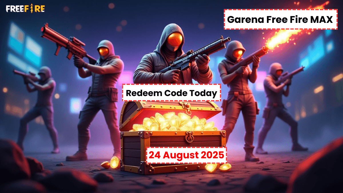 Garena Free Fire MAX Redeem Code Today 24 August 2025: फ्री डायमंड्स, स्किन्स और वाउचर पाने का Golden मौका!